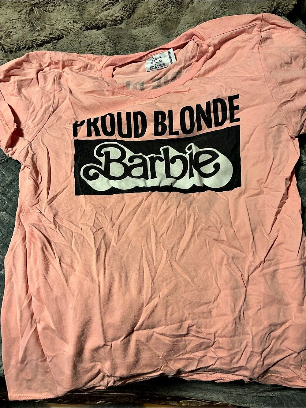 Barbie Proud Blonde Barbie graphic tee Pink Graphic Tee